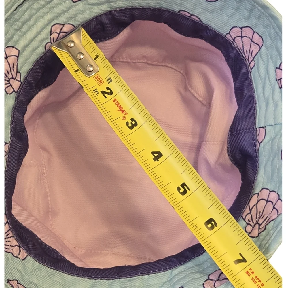 Disney Kids Bucket Hat in Light Blue with Purple Band and Pink Shells